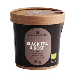 Czarna herbata Brown House & Tea - luksusowa herbata Black Tea & Rose z płatkami róż Bio 50g - opinie w konesso.pl